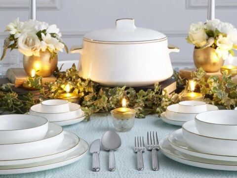 Sufi 12 Kişilik Yemek Takımı 55 Parça Altın