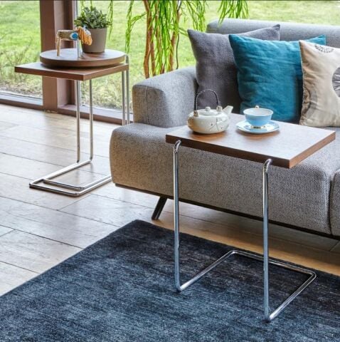 Bremen Zigon Sehpa 3'lü Set Desensiz Smoked Meşe Kromaj Ayak