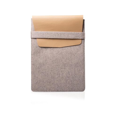 Deri Keçe Bilgisayar Çantası Bej