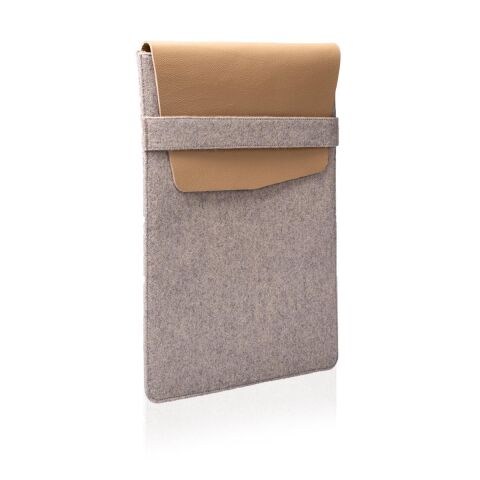 Deri Keçe Bilgisayar Çantası Bej