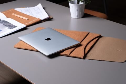 Deri Keçe Bilgisayar Çantası Hardal