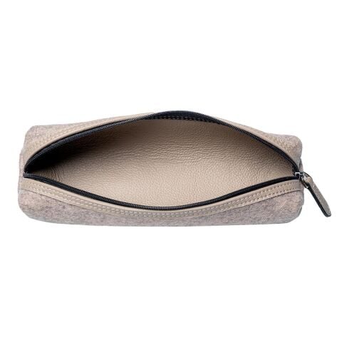 Deri Keçe Fermuarlı Kalemlik Bej