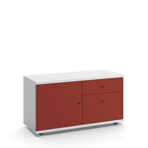 Sodade Komodin / TV / Kitaplık M1DC 100X40 H53 cm Beyaz - Kırmızı