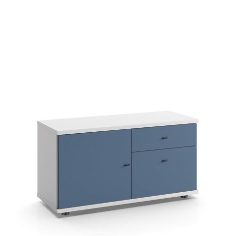 Sodade Komodin / TV / Kitaplık M1DC 100X40 H53 cm Beyaz - Mavi