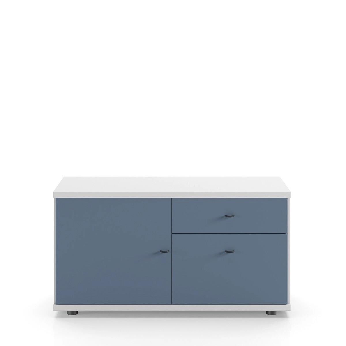 Sodade Komodin / TV / Kitaplık M1DC 100X40 H53 cm Beyaz - Mavi