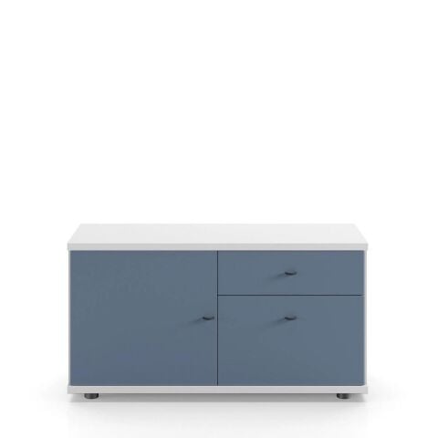 Sodade Komodin / TV / Kitaplık M1DC 100X40 H53 cm Beyaz - Mavi