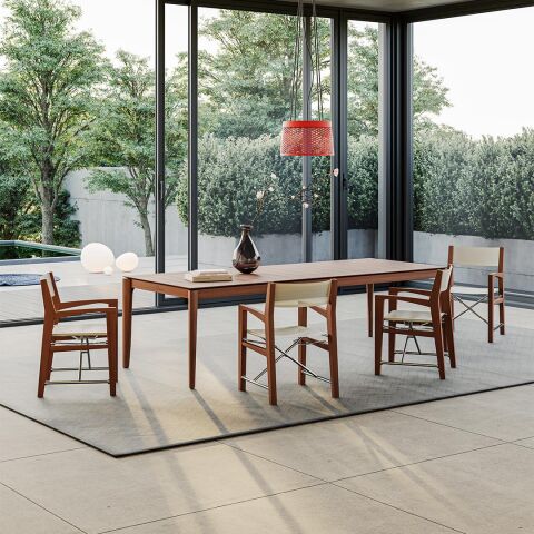 Zander Bahçe İroko Katlanır Sandalye Bej Kumaş