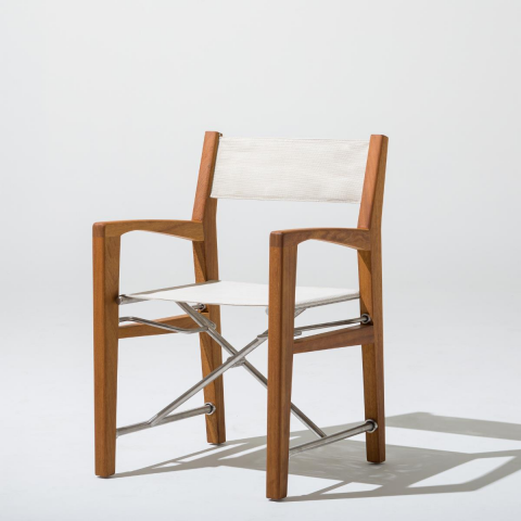 Zander Bahçe İroko Katlanır Sandalye Bej Kumaş