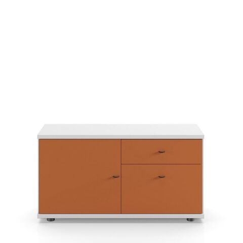 Sodade Komodin / TV / Kitaplık M1DC 100X40 H53 cm Beyaz - Turuncu