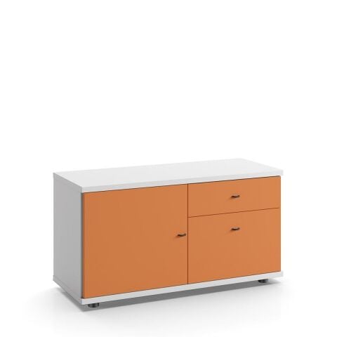 Sodade Komodin / TV / Kitaplık M1DC 100X40 H53 cm Beyaz - Turuncu