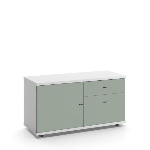 Sodade Komodin / TV / Kitaplık M1DC 100X40 H53 cm Beyaz - Yeşil