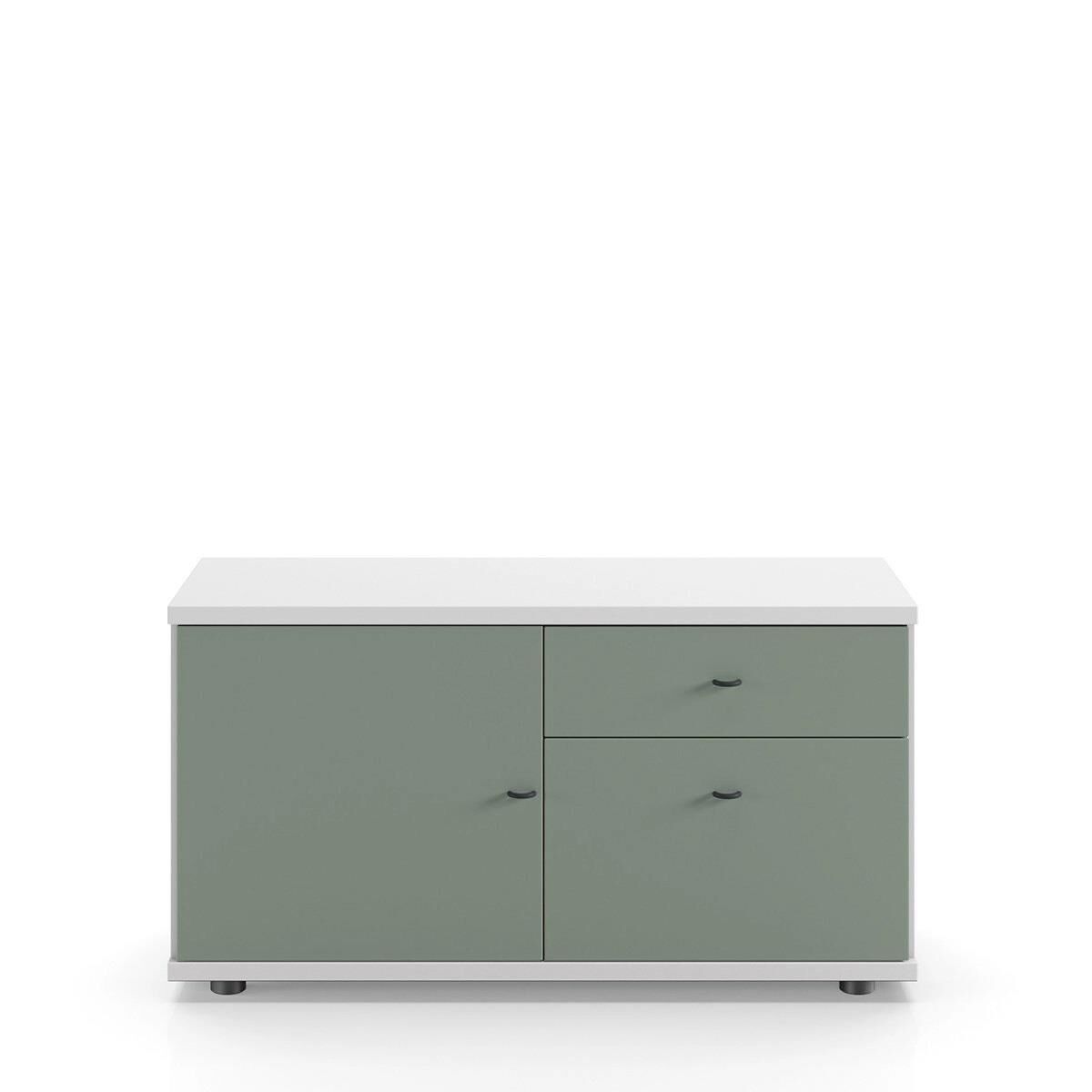 Sodade Komodin / TV / Kitaplık M1DC 100X40 H53 cm Beyaz - Yeşil