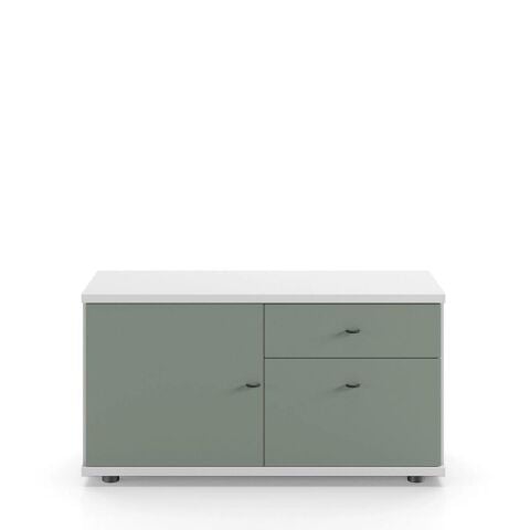 Sodade Komodin / TV / Kitaplık M1DC 100X40 H53 cm Beyaz - Yeşil
