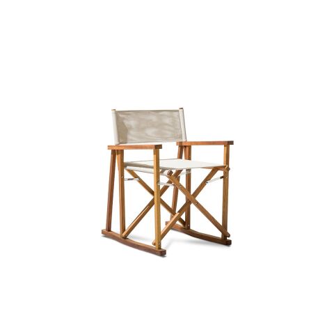 Gazebo Bahçe Sallanan İroko Sandalye Bej Kumaş