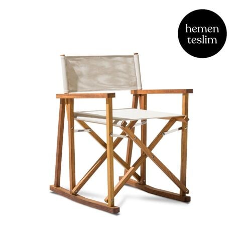 Gazebo Bahçe Sallanan İroko Sandalye Bej Kumaş