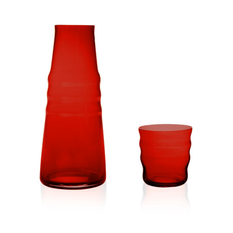 ZUMA Başucu Sürahi Bardaklı / El Yapımı, Kırmızı