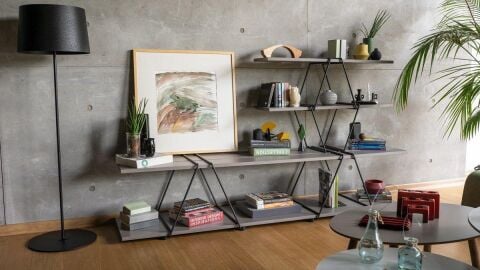 Luna Kitaplık H1L4 180X54 H54 Smoked Meşe Antrasit