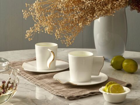 Kaffa Çay & Filtre Kahve Fincan Seti 6'lı Altın