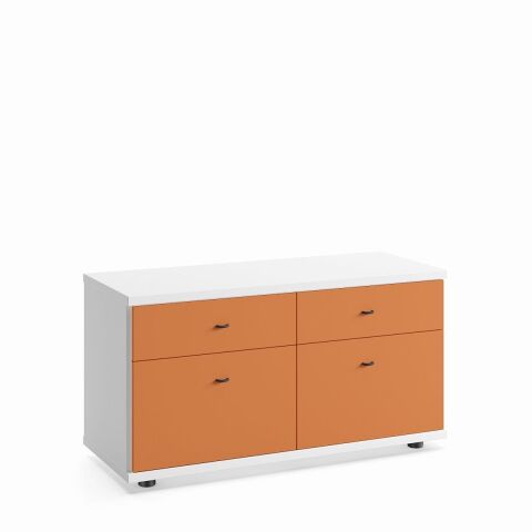 Sodade Komodin / TV / Kitaplık M1CK 100X40 H53 cm Beyaz-Turuncu