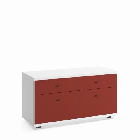 Sodade Komodin / TV / Kitaplık M1CK 100X40 H53 cm Beyaz-Kırmızı