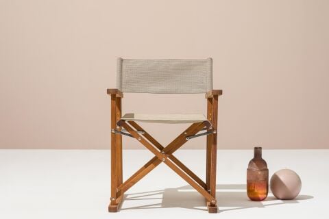 Gazebo Bahçe Sallanan İroko Sandalye Taupe Kumaş