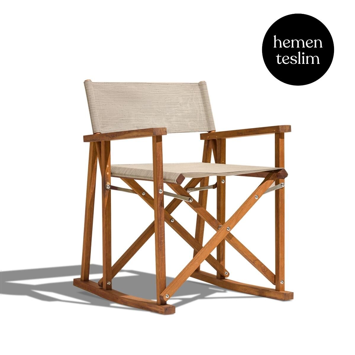 Gazebo Bahçe Sallanan İroko Sandalye Taupe Kumaş