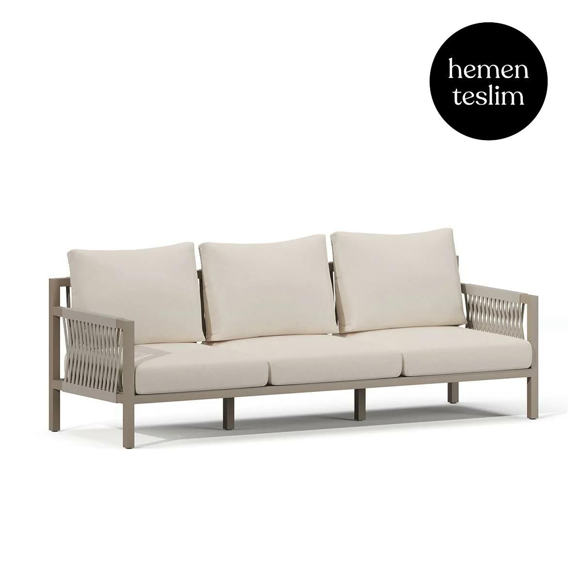 Alba Bahçe Taupe Kanepe Bej Minderli