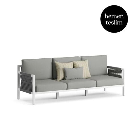 Alba Bahçe Beyaz Kanepe K.Gri Minderli