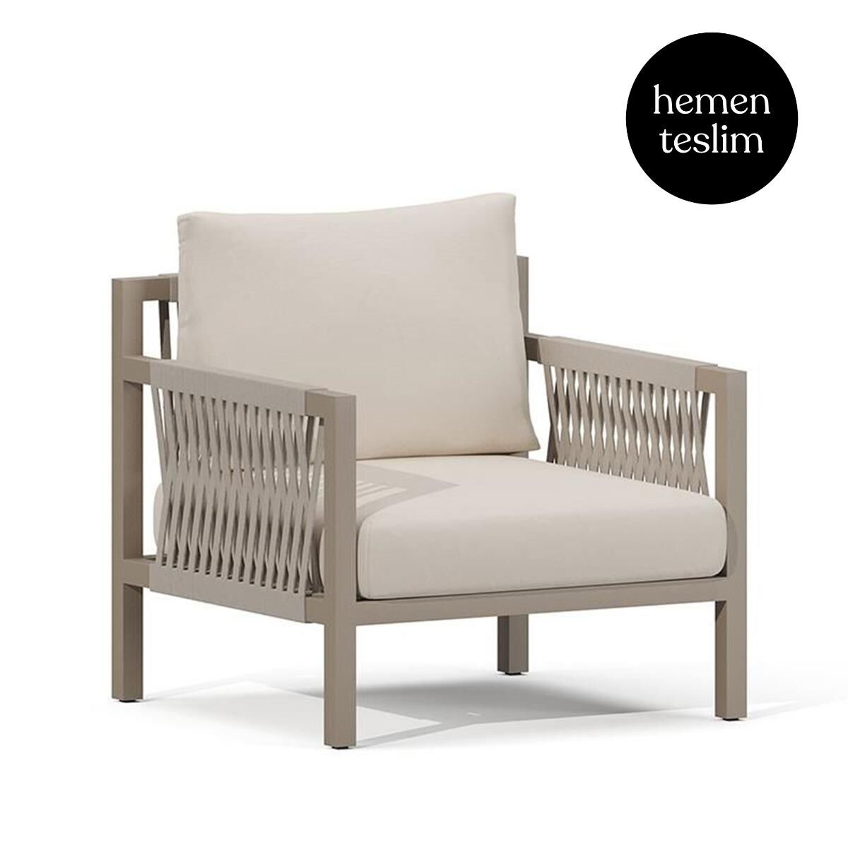 Alba Bahçe Taupe Koltuk Bej Minderli