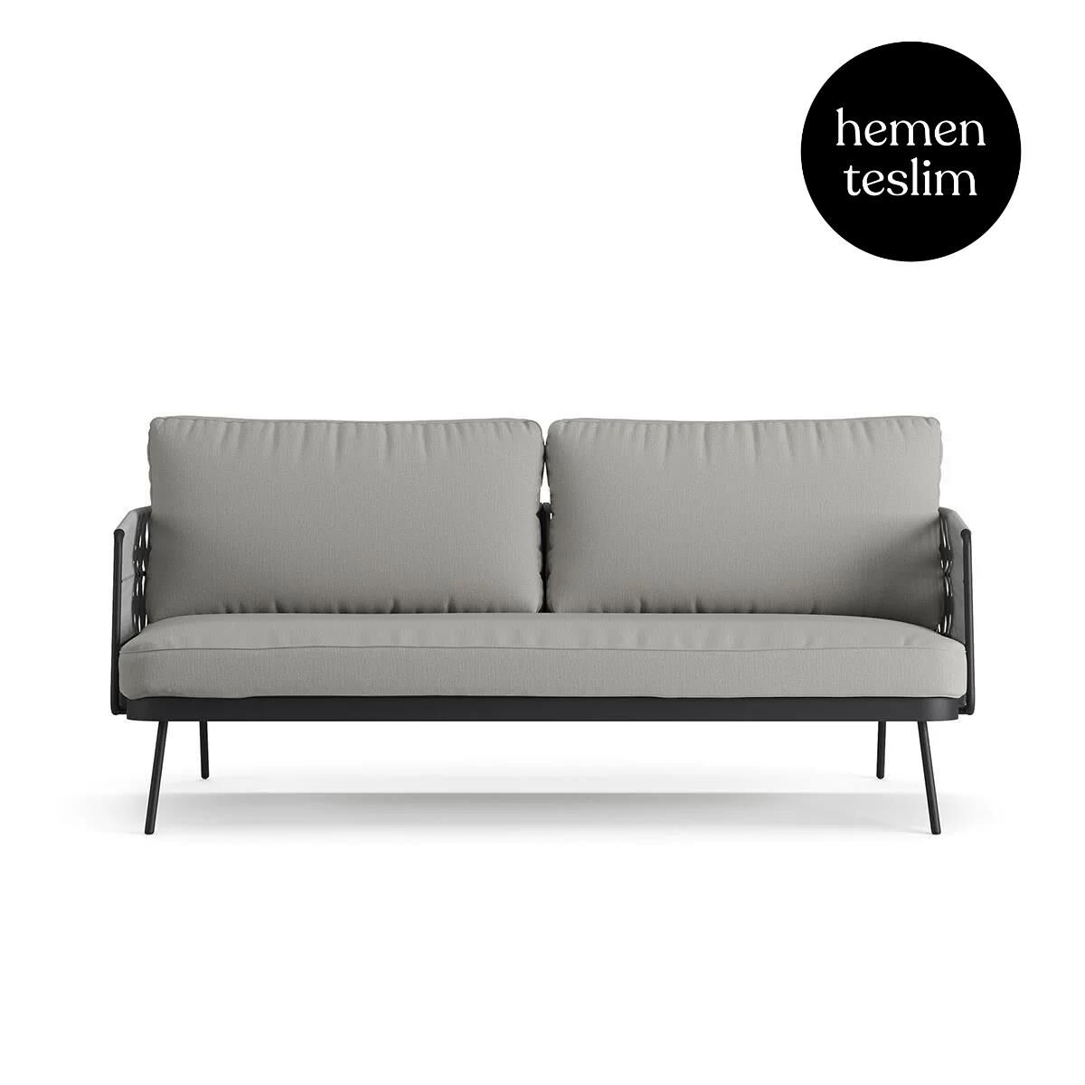 Lily Bahçe Antrasit Kanepe Gri Akrilik Minderli