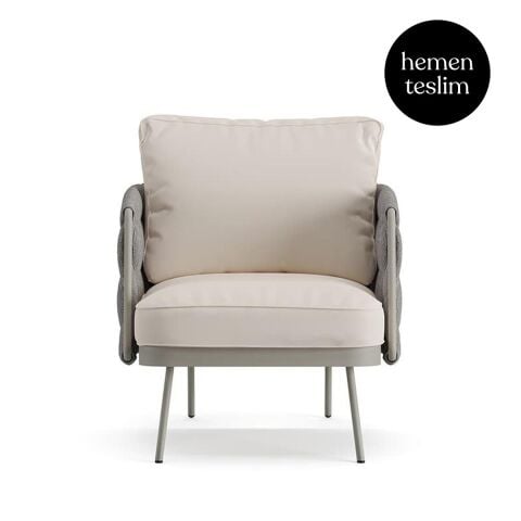 Louise Bahçe Gri Koltuk Krem Akrilik Minderli