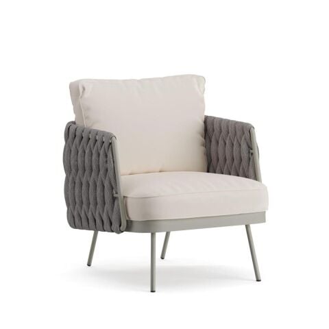 Louise Bahçe Gri Koltuk Krem Akrilik Minderli