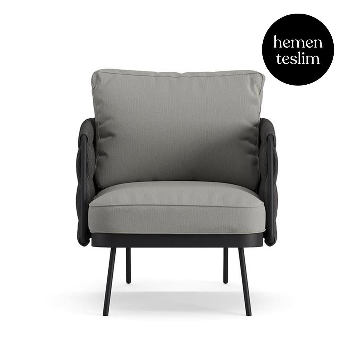 Louise Bahçe Antrasit Koltuk Gri Akrilik Minderli