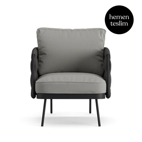 Louise Bahçe Antrasit Koltuk Gri Akrilik Minderli