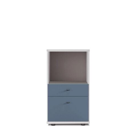 Sodade Kitaplık M3CH2 51X40 H91,5 cm Beyaz-Mavi