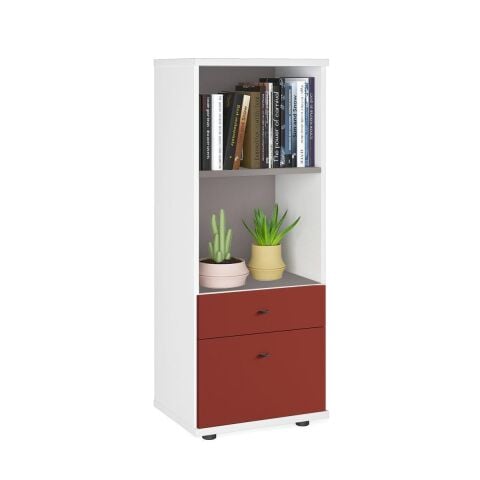 Sodade Kitaplık M3CH3 51X40 H130 cm Beyaz-Kırmızı