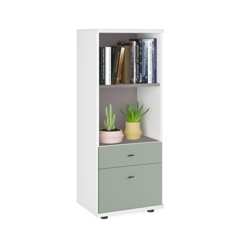 Sodade Kitaplık M3CH3 51X40 H130 cm Beyaz-Yeşil