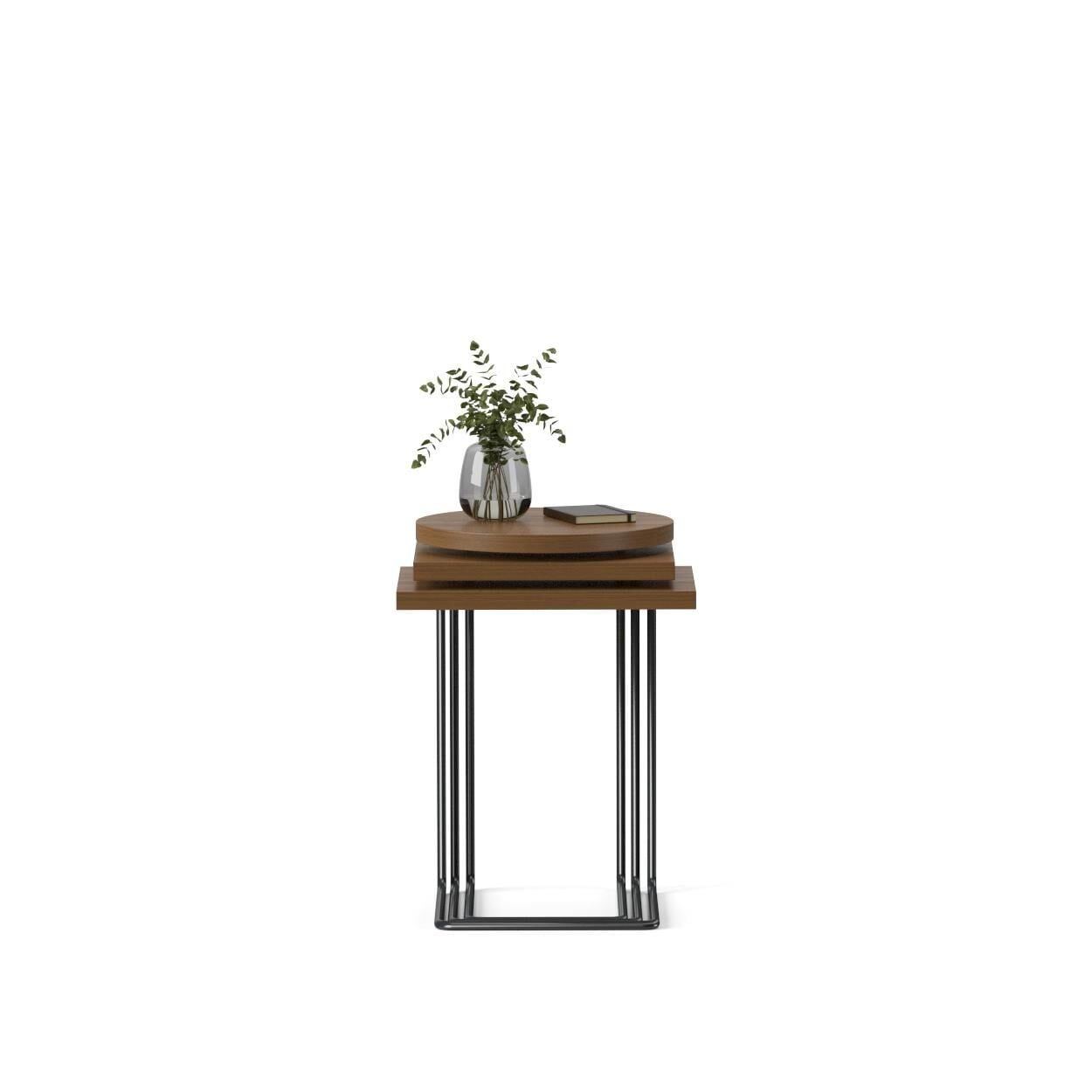 Bremen Zigon Sehpa 3'lü Set Teak Laminant Epoksi Ayak