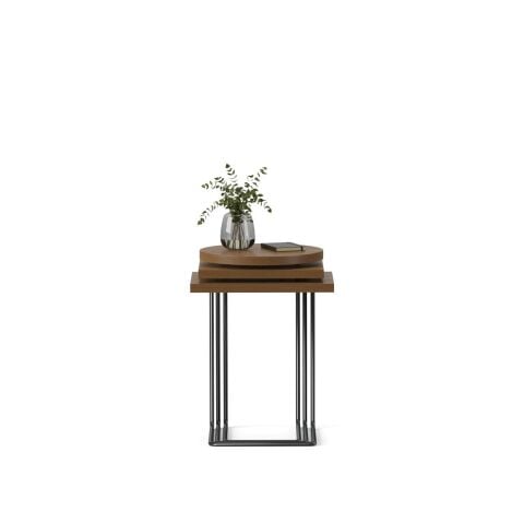Bremen Zigon Sehpa 3'lü Set Teak Laminant Epoksi Ayak