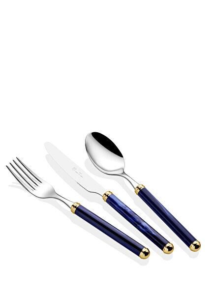 Rivadossi Rodi Lacivert Renk Altın 75 Parça Çatal Bıçak Seti