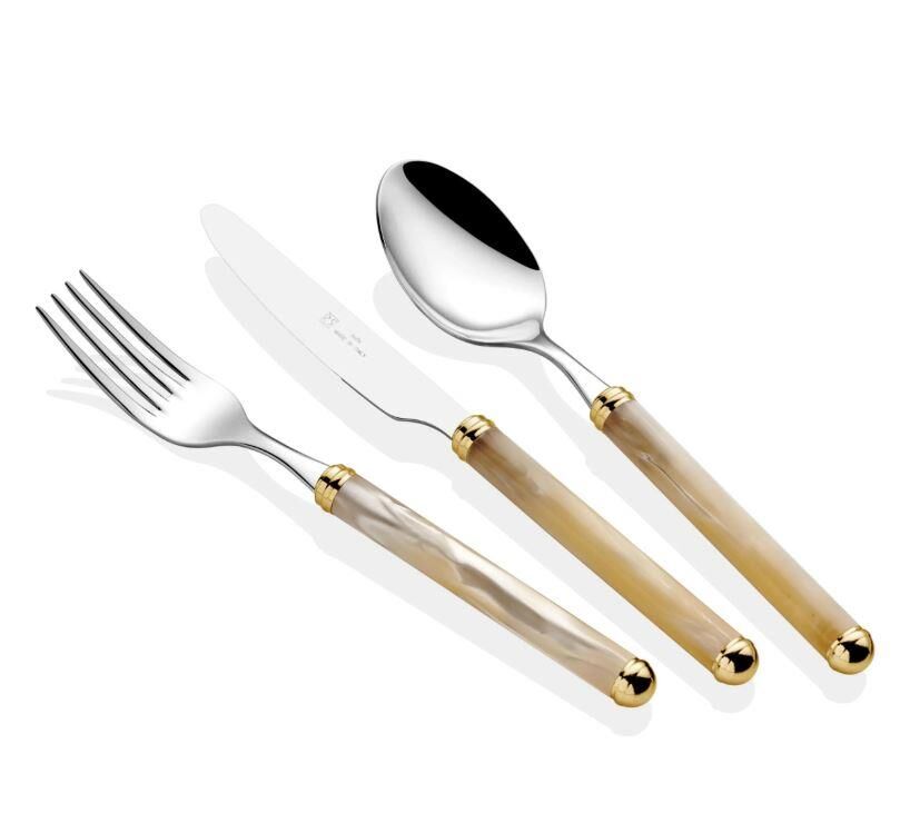 Rivadossi Rodi Kemik Rengi Altın 75 Parça Çatal Bıçak Seti