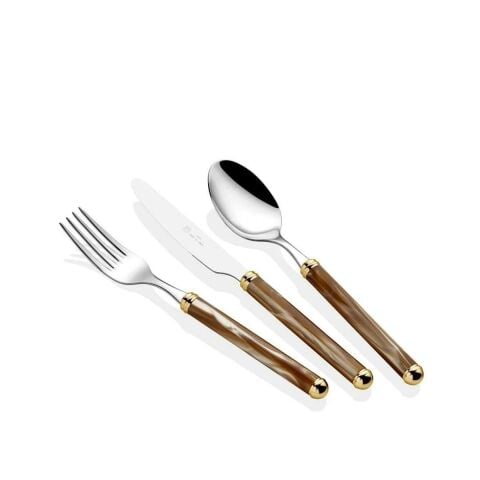 Rivadossi Rodi Şampanya Rengi Altın 36 Parça Çatal Bıçak Seti