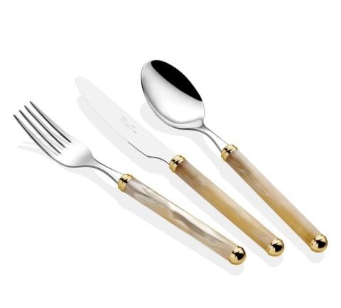 Rivadossi Rodi Kemik Rengi Altın 36 Parça Çatal Bıçak Seti