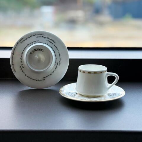 Sufi İrismano Türk Kahve Fincanı Seti 2'li Altın