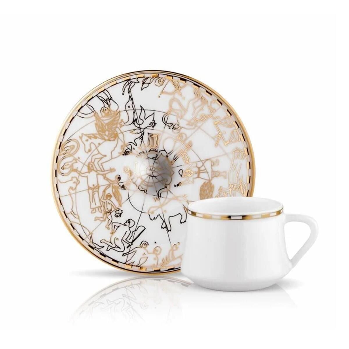 Sufi İrismano Türk Kahve Fincanı Seti 2'li Altın