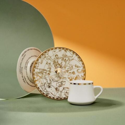 Sufi İrismano Türk Kahve Seti 2'li Altın