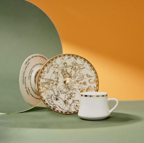 Sufi İrismano Türk Kahve Fincanı Seti 6'lı Altın