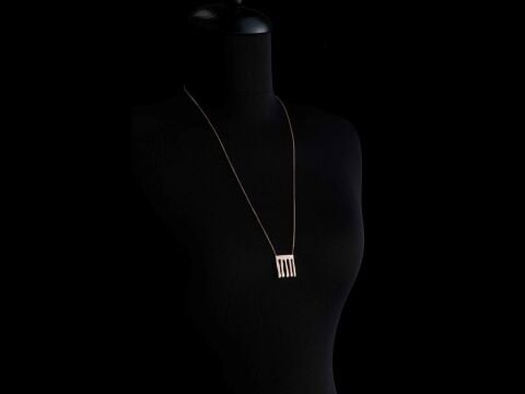 Nazarlık Gümüş Kolye 24 K Altın Kap. Rose