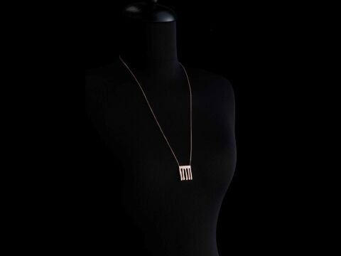 Nazarlık Gümüş Kolye 24 K Altın Kap. Rose