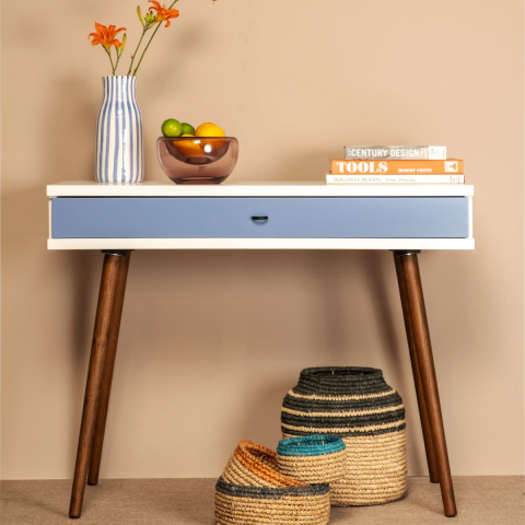 Sodade Dresuar 100X40 H77 cm Beyaz - Mavi